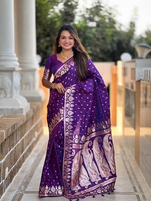 Soft art Silk Blend saree with zari weaving meenakari design 1