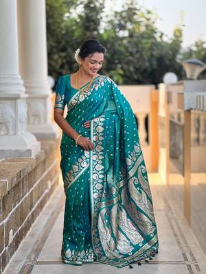 Soft art Silk Blend saree with zari weaving meenakari design 3