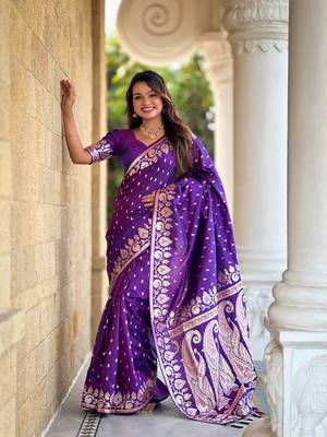 Soft art Silk Blend saree with zari weaving meenakari design 2