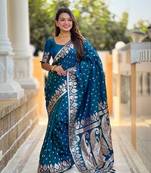 Soft art Silk Blend saree with zari weaving meenakari design