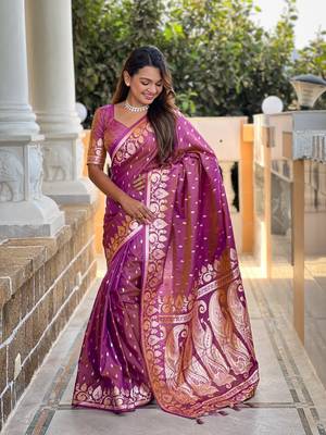Soft art Silk Blend saree with zari weaving meenakari design 2