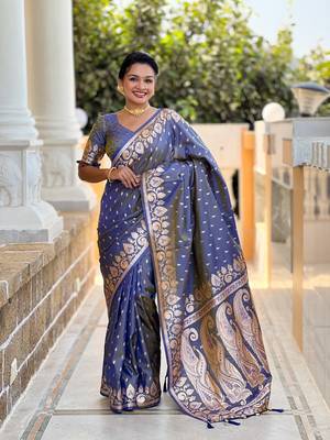 Soft art Silk Blend saree with zari weaving meenakari design 1