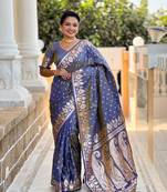 Soft art Silk Blend saree with zari weaving meenakari design