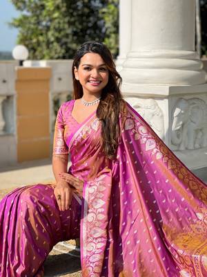 Soft art Silk Blend saree with zari weaving meenakari design 4