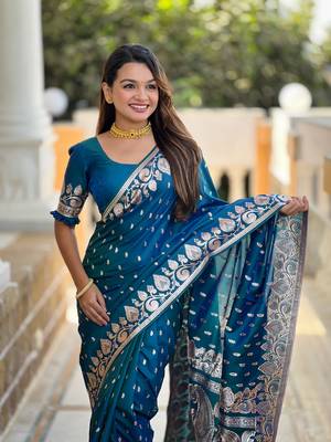 Soft art Silk Blend saree with zari weaving meenakari design 3