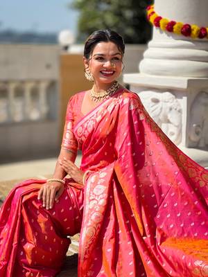 Soft art Silk Blend saree with zari weaving meenakari design 2