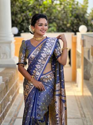 Soft art Silk Blend saree with zari weaving meenakari design 3