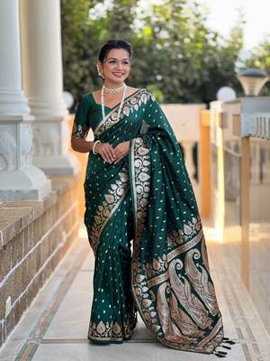 Soft art Silk Blend saree with zari weaving meenakari design 1