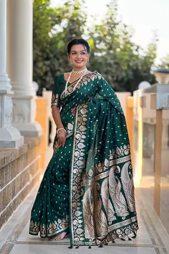Soft art Silk Blend saree with zari weaving meenakari design