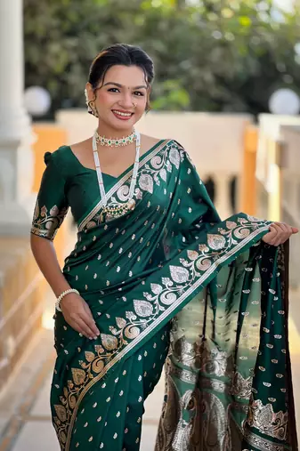 Soft art Silk Blend saree with zari weaving meenakari design