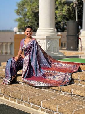 Soft art Silk Blend saree with zari weaving meenakari design 3
