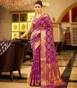 Purple Organza Silk Blend Zari Border Festive Wear Saree With Blouse Piece