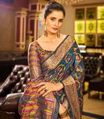 Grey Organza Silk Blend Zari Border Festive Wear Saree With Blouse Piece