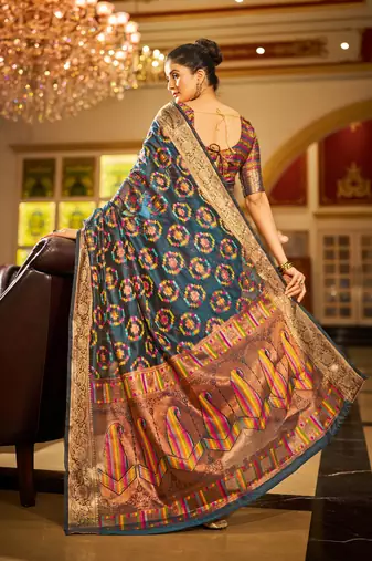Grey Organza Silk Blend Zari Border Festive Wear Saree With Blouse Piece