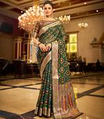 Green Organza Silk Blend Zari Border Festive Wear Saree With Blouse Piece