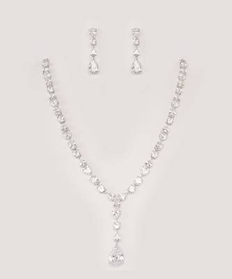 White diamond white finish necklace set 2