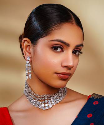 White diamond white finish necklace set 1