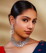 White diamond white finish necklace set