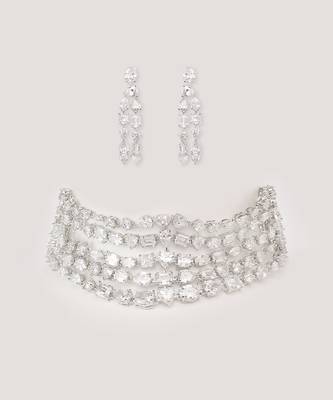 White diamond white finish necklace set 2