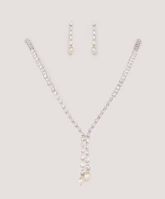 White diamond white finish necklace set 4