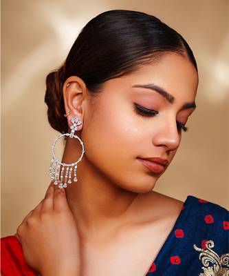 White diamond white finish earrings 1