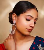 White diamond white finish earrings