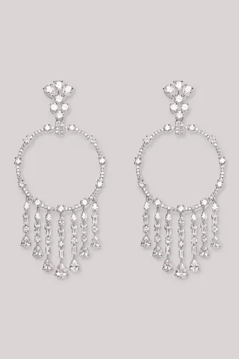 White diamond white finish earrings