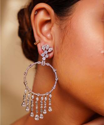 White diamond white finish earrings 3