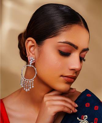 White diamond white finish earrings 4