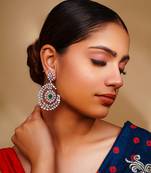 Green diamond white finish earrings