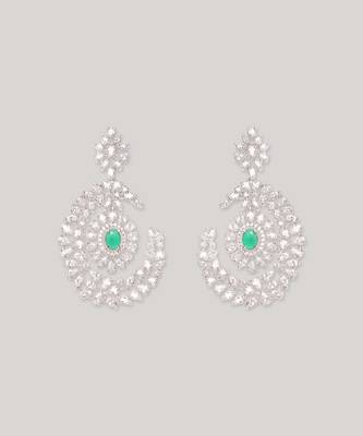 Green diamond white finish earrings 2