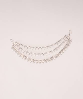 White diamond white finish earchain 2