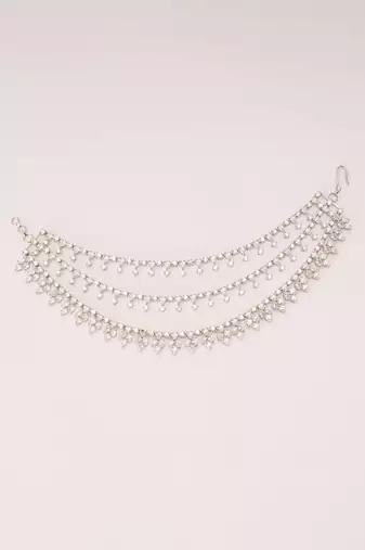 White diamond white finish earchain