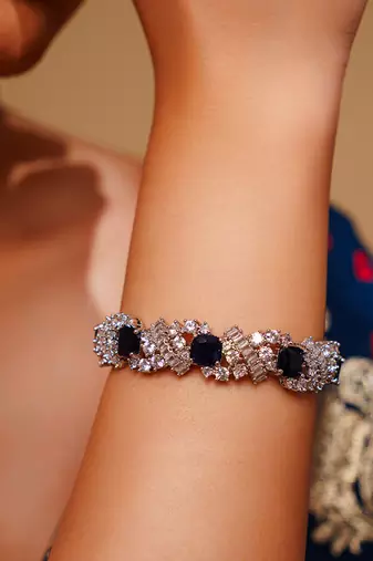 Blue diamond white finish bracelet