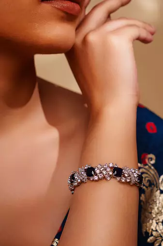 Blue diamond white finish bracelet