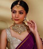 Gold kundan polki two tone finish necklace set