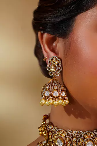 Gold kundan polki two tone finish necklace set