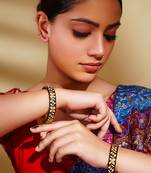 Green kundan polki gold finish bangle