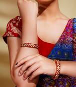 Red kundan polki gold finish bangle