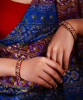 Red kundan polki gold finish bangle 2