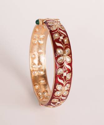 Red kundan polki gold finish bangle 3