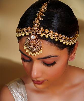 Gold kundan polki two tone finish mathapatti 3