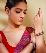 Blue kundan polki gold finish bangle