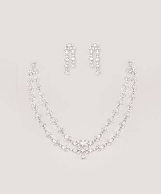Elegant and classy 2 line diamond necklace set 2