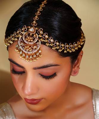 Gold kundan polki two tone finish mathapatti 3