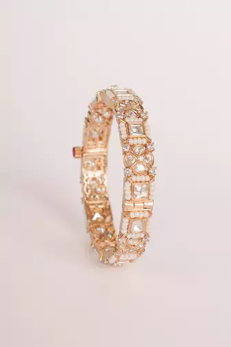 Gold kundan polki gold finish bangle