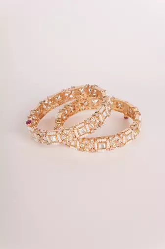 Gold kundan polki gold finish bangle