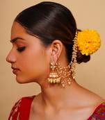 Gold kundan polki gold finish earchain