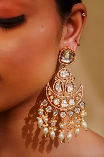 Dramatic and elegant pair of moissanite earrings