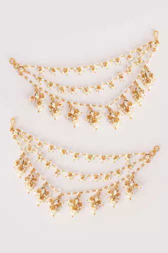 Gold kundan polki gold finish earchain